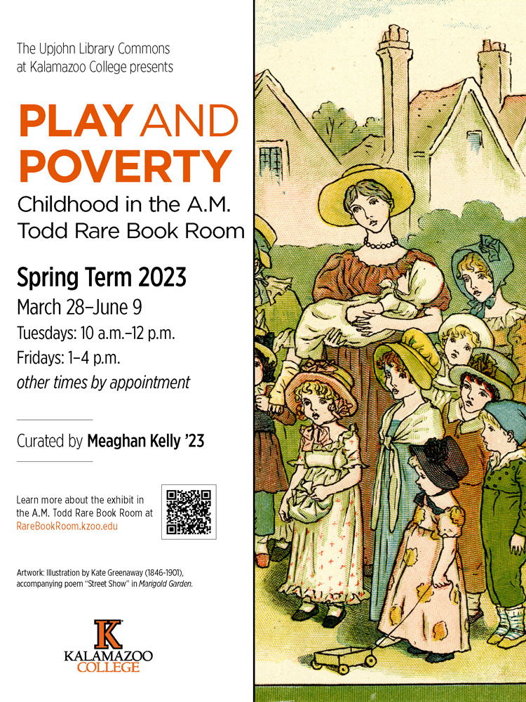 Exhibit Poster featuring an image of a woman and children by artist Kate Greenaway (1846-1901)